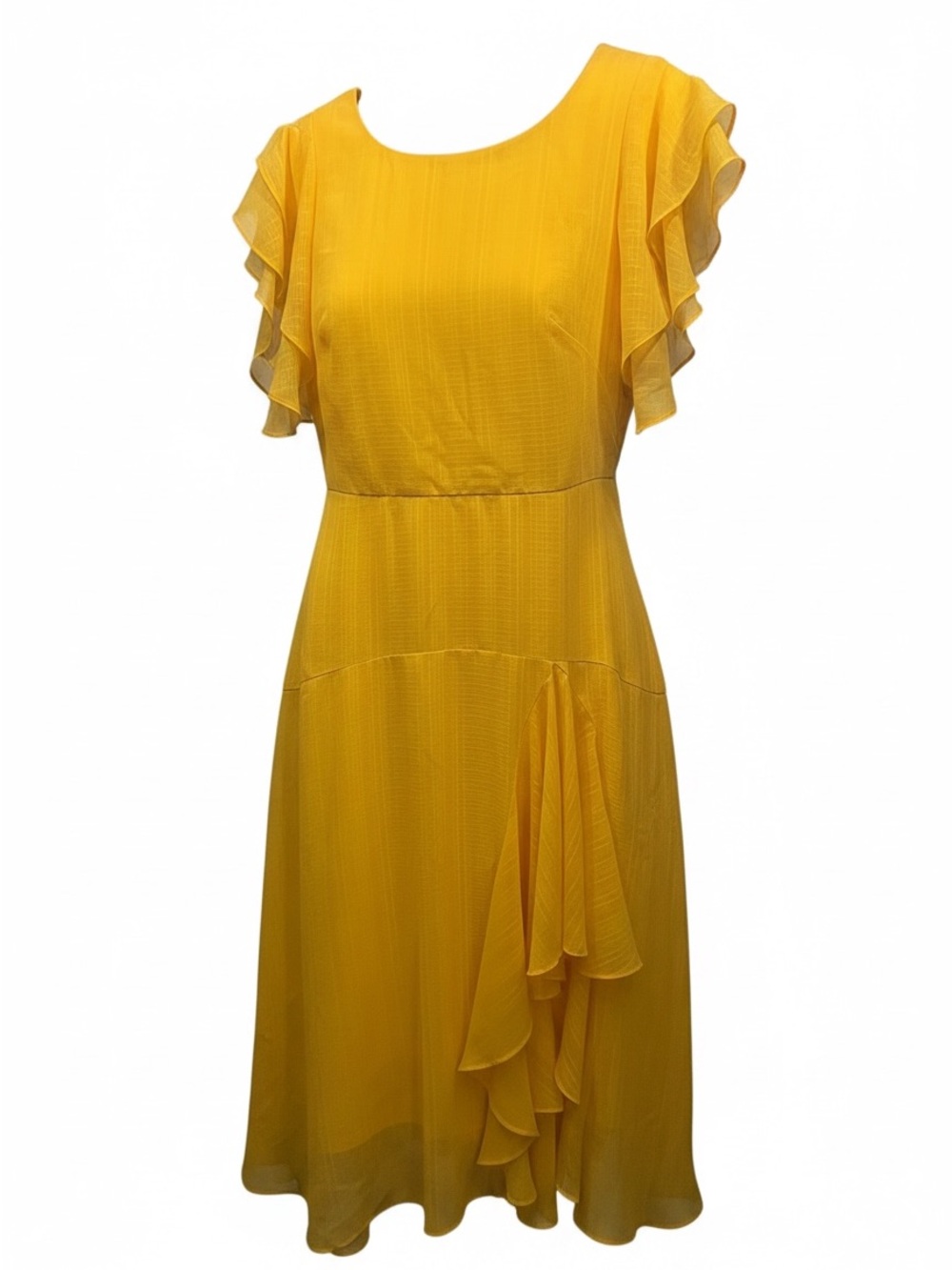 Maison Tara Yellow Ruffle Flutter Midi Dress - You Are My Sunshine!